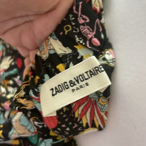 ZADIG & VOLTAIRE High Low midi lace trim skirt with skull 💀 pattern - Picture 8 of 15